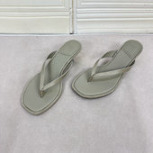 新款 时尚 圆头纯色夹趾细高跟日常百搭人字拖鞋 外贸原单女鞋 凉鞋