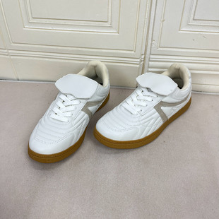 外贸原单女鞋新款时尚圆头休闲百搭平底系带单鞋大舌头运动平板鞋