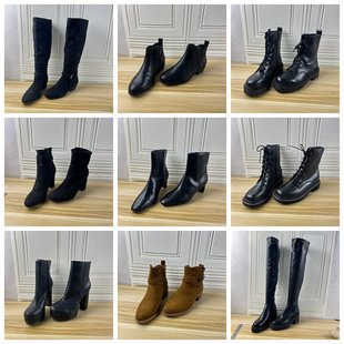外贸原单女靴独码 Lady 39码 38.5 粗跟系带百搭短靴长靴 Shoes杂款