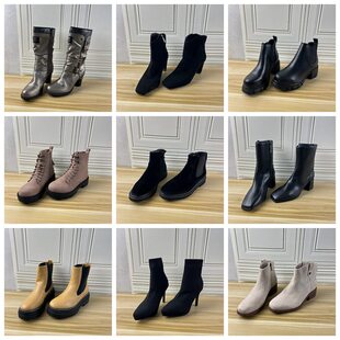 外贸原单女靴独码 Lady 39码 38.5 圆头粗跟短靴中筒靴 Shoes杂款