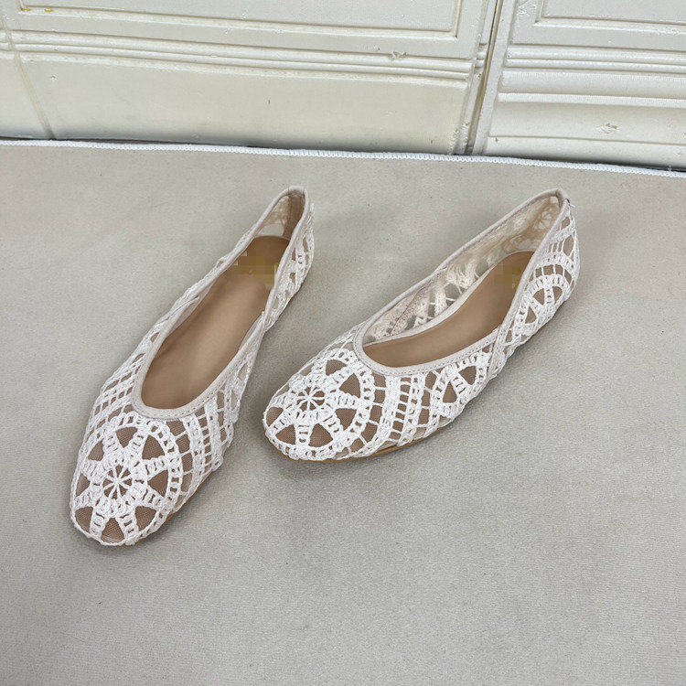 Lady Shoes外贸原单女鞋时尚休闲圆头纯色浅口网面平底一脚蹬单鞋