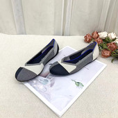 休闲居家圆头浅口一脚蹬粗跟平底单鞋 外贸原单新款 时尚