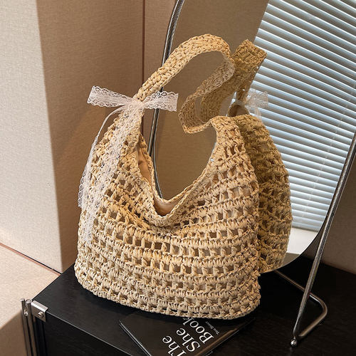 大容量编织草编包通勤单肩托特包