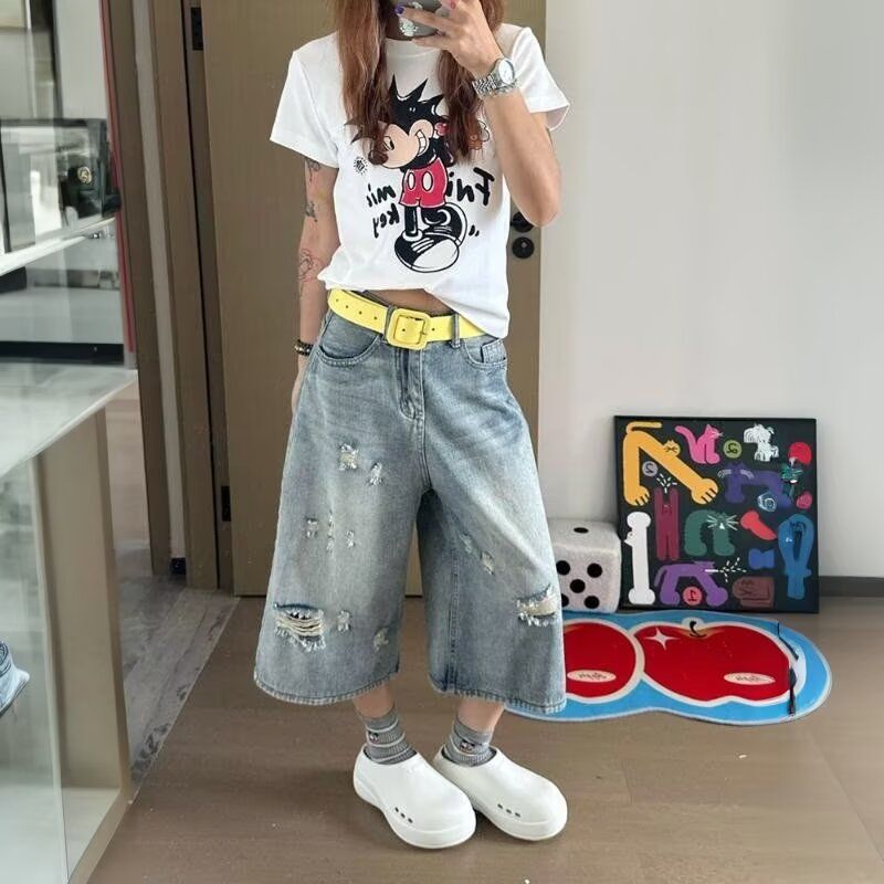 辣妹烫钻趣味印花短款T恤女短袖夏季新款修身显瘦百搭半袖衫上衣