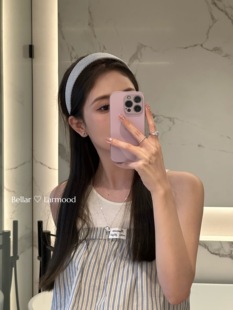 Bellar / Larmood vintage 淡粉&灰蓝灯芯绒系列handmade发箍发圈