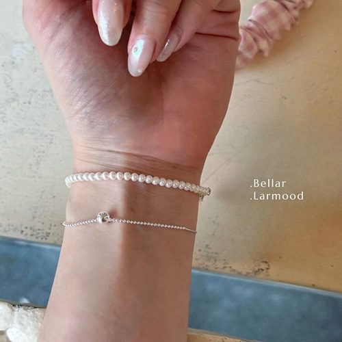 Bellar / larmood s925 复古高级 珍珠&银珠 叠搭手链
