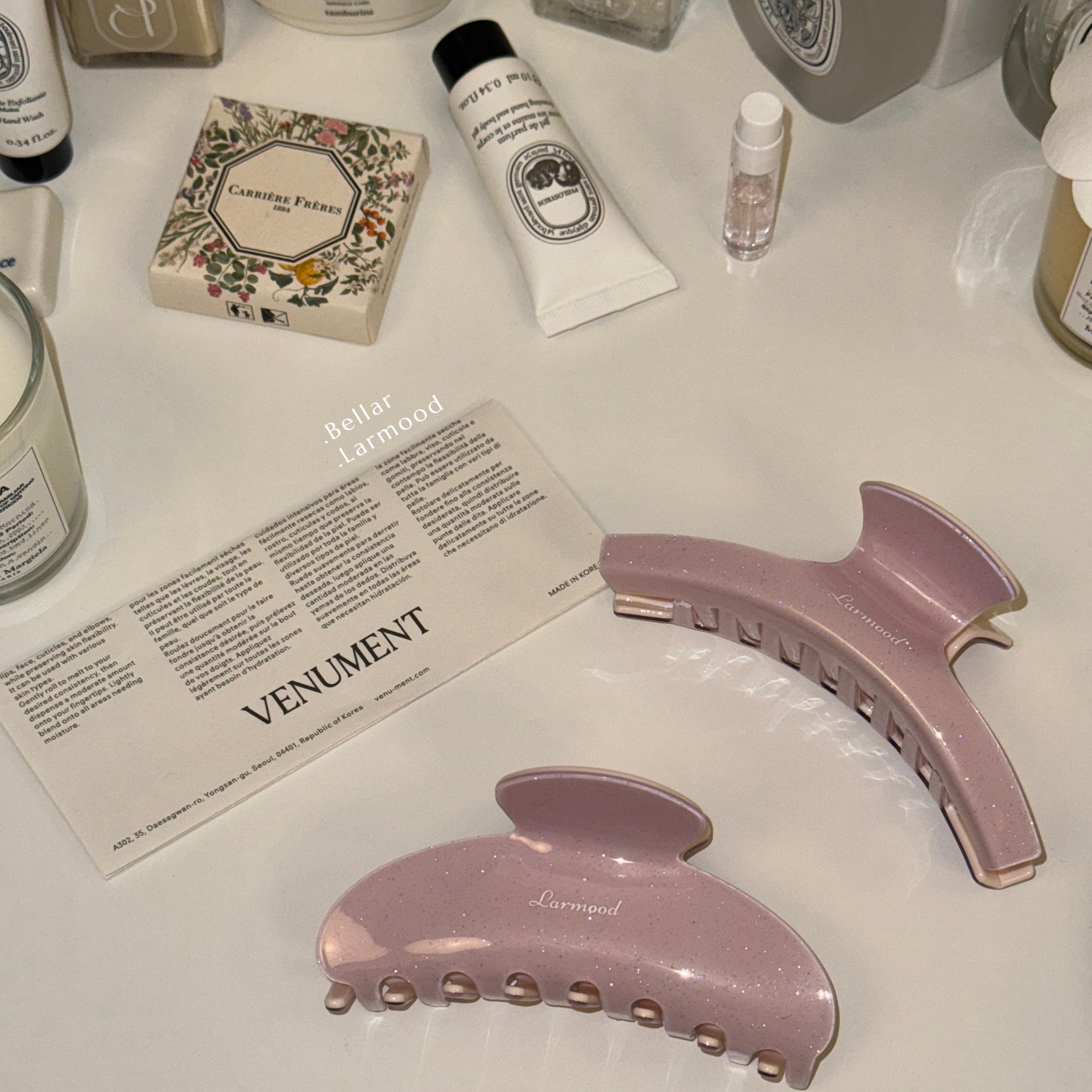 Bellar / larmood Pink 甜心少女淡淡粉系列 闪果冻质感盘发抓夹