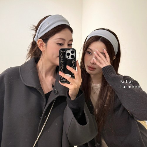 Bellar灰蓝复古美式少女加宽发箍