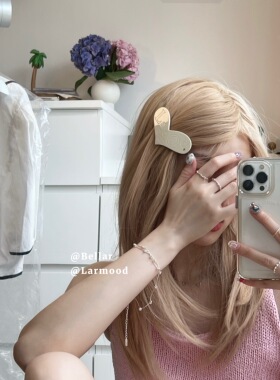 Bellar / larmood 少女 闪闪钻刻字爱心 甜酷刘海辣妹边夹发夹