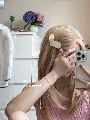 larmood甜酷少女爱心刻字发夹