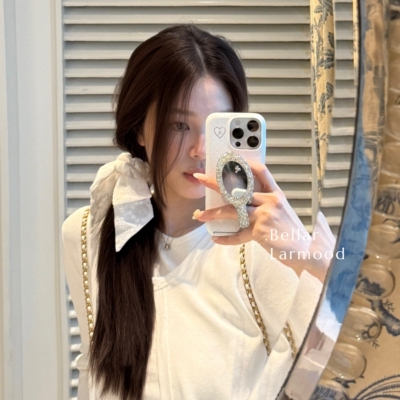 Bellar法式刺绣缎面蝴蝶结发圈