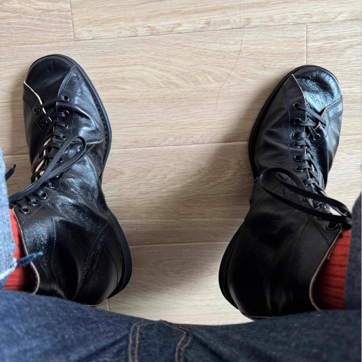 短脸靴阿美咔叽复古工装靴男女拳击靴高帮皮鞋美式牛仔潮款马丁靴