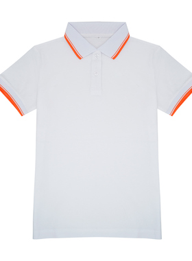 封丘县城东小学同款中学生校服T恤白色上衣短袖衫初中生班服橙色