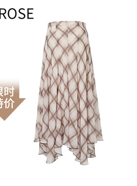 艾诺丝尚忆2025夏季新款不规则格纹鱼尾半身裙女353118
