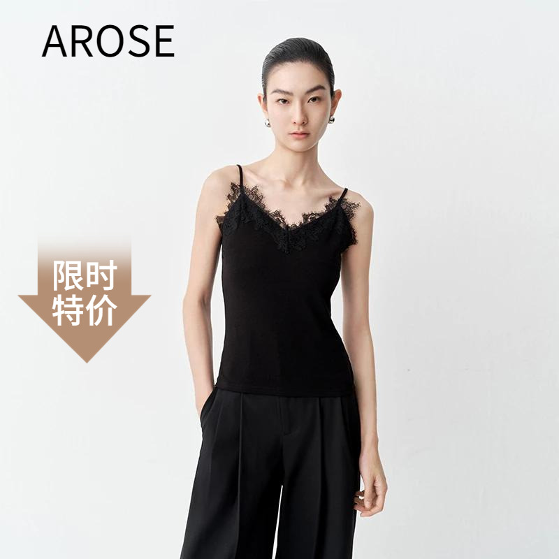 艾诺丝2025夏季蕾丝吊带背心女