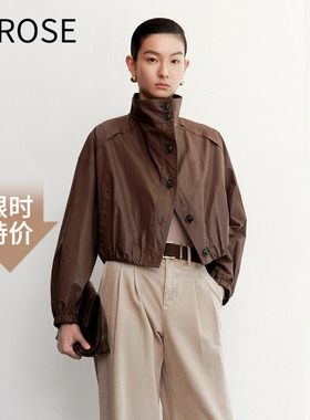 艾诺丝尚忆2025秋季新款品宽松高领排扣短外套女103019