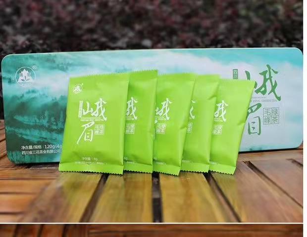 三花茶叶 峨眉毛峰绿茶120g铁盒 四川绿毛峰茶叶浓香绿茶 包邮