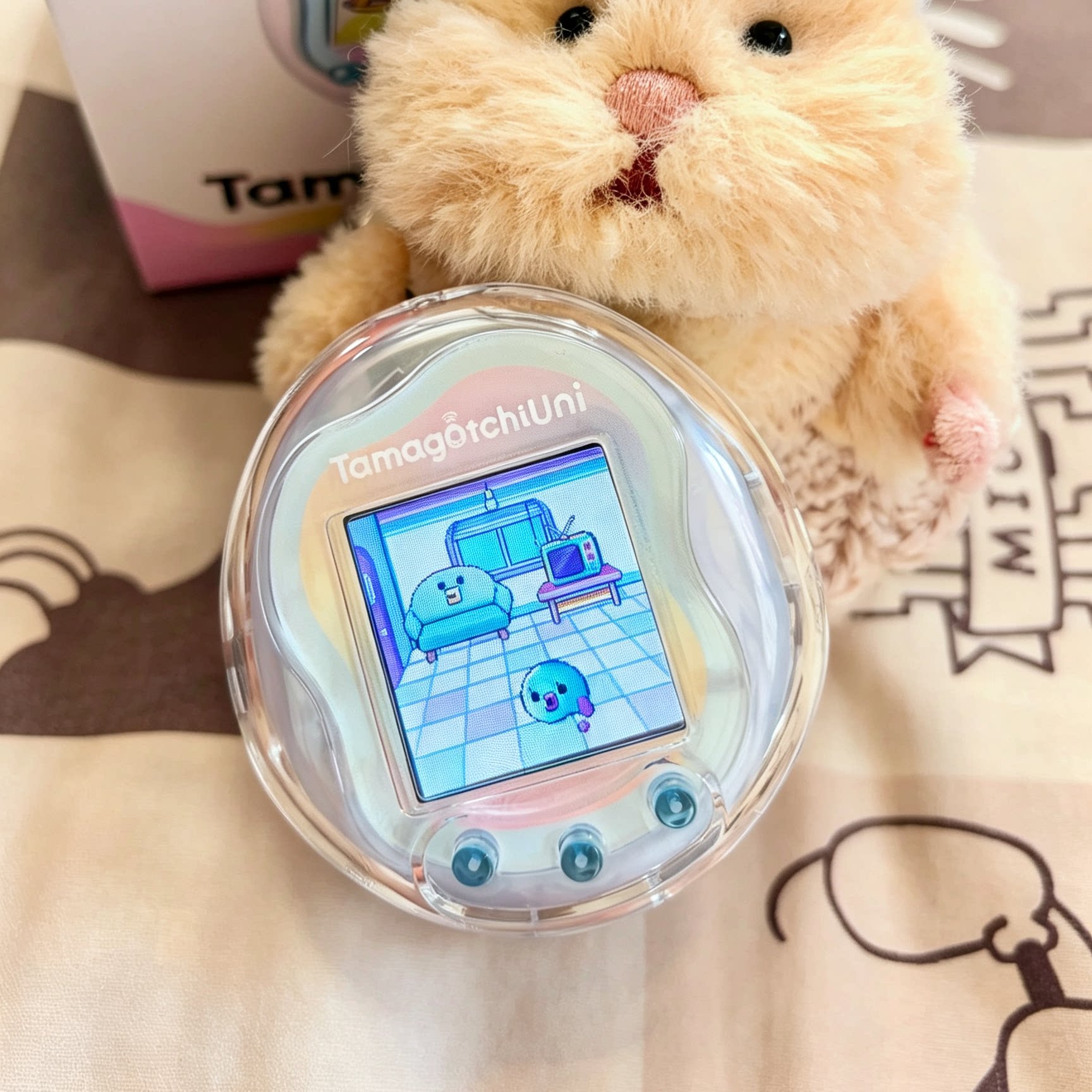 适用拓麻歌子Tamagotchi Uni宠物游戏机透明保护套简约粉色硬壳图片