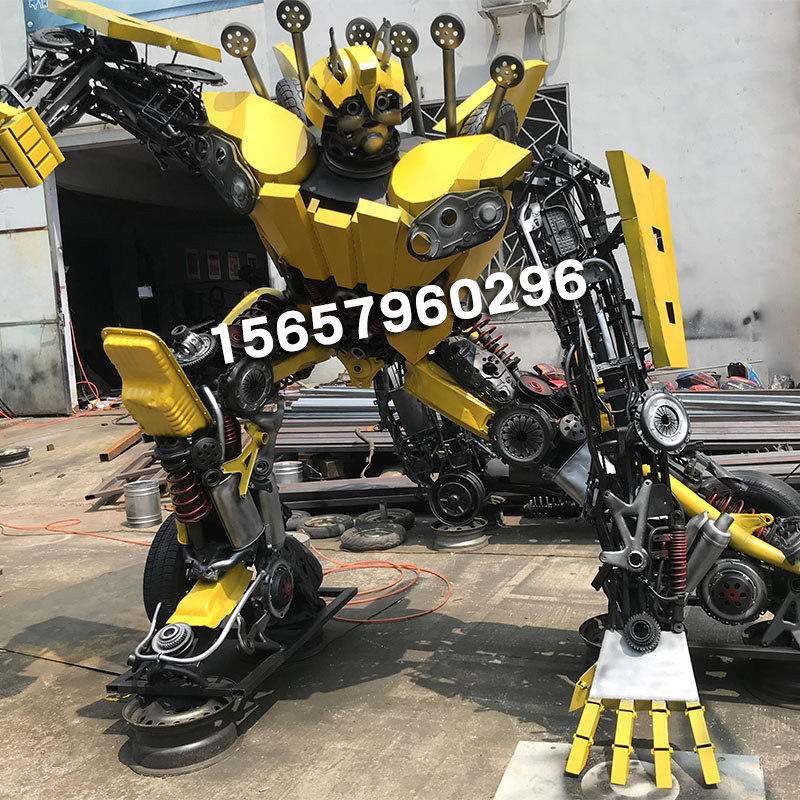 定制大型金属变形金刚大黄蜂铁艺模型店铺开业商场广场雕塑摆件