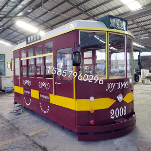 复古怀旧大型有轨电车老式 饰铁艺模型 铛铛车火车商场街区改造装