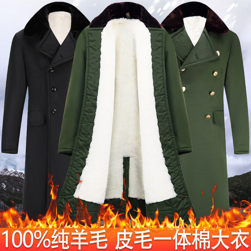 羊皮军棉大衣男皮毛一体