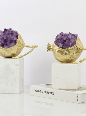 现代轻奢高档黄铜石榴摆件客厅酒柜书柜招财装饰品招财乔迁礼品