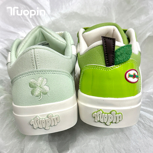 鮀品幸运四叶草鞋子女款2025新款爆款秋冬透气帆布鞋厚底休闲板鞋