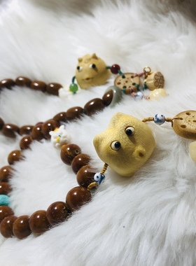 实心玉竹雕刻小金蟾手持手串菱美矿绿松紫金鼠根付莲蓬猫爪蜜罐