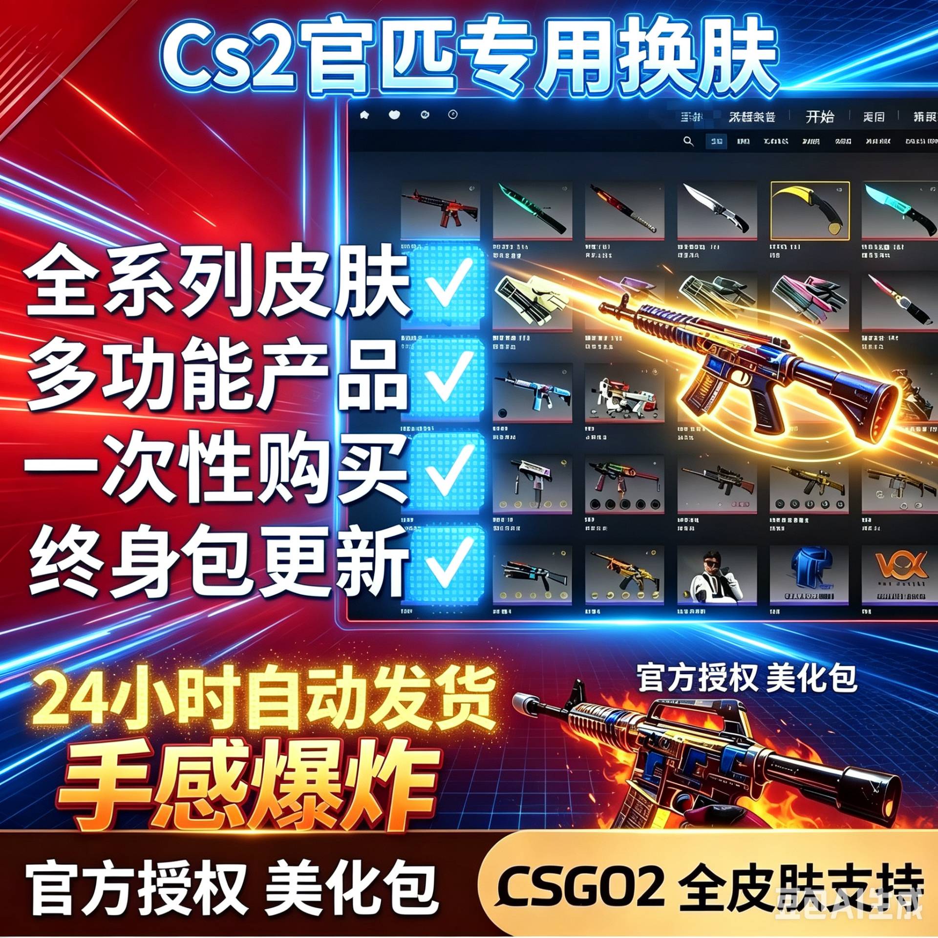 CS2换肤官匹换肤器换肤皮肤修改美化包官匹全皮肤一键入库包更新