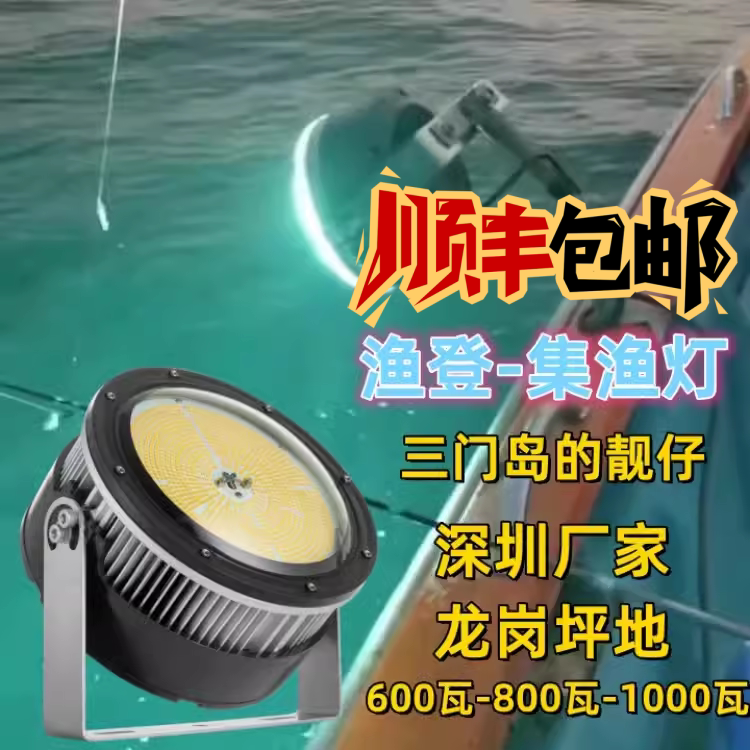 渔登 220V1000瓦海钓集鱼灯青光聚鱼灯防水LED诱鱼灯灯光船鱿鱼灯