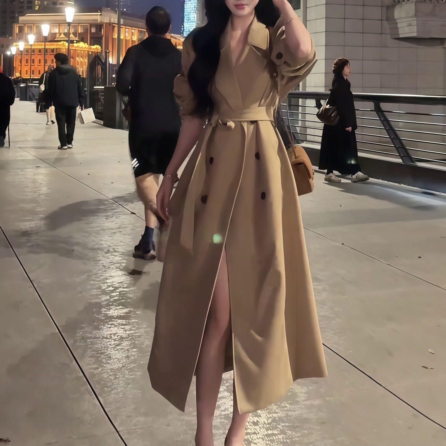 风衣外套女装长款2026春秋新款韩版正肩气质收腰大小姐卡其色大衣