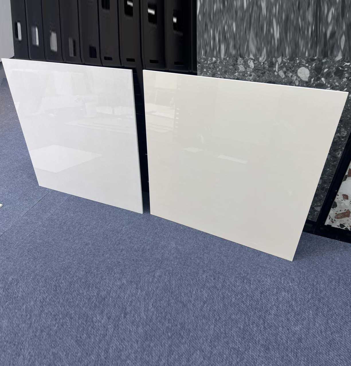 亮光奶油白瓷砖800x800客厅防滑地砖卫生间厨房墙砖侘寂风素色砖