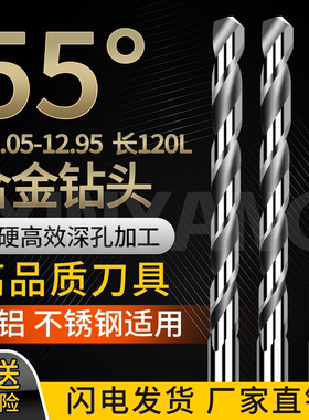 55度两位小数点3.05-12.95钨钢钻头加长120L硬质合金铜铝用乌钢钻