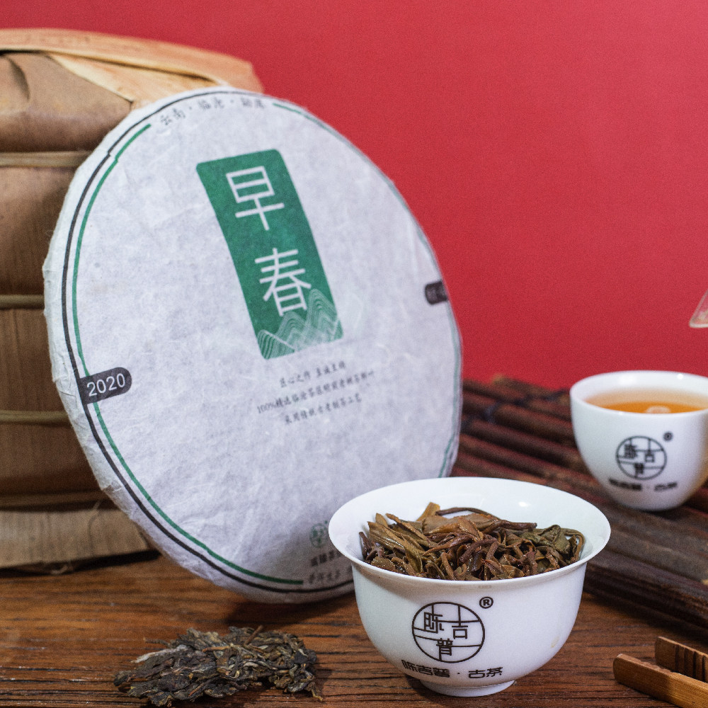 2020年陈吉普标杆普洱茶早春云南勐库普洱茶生茶茶饼357g春茶茶叶