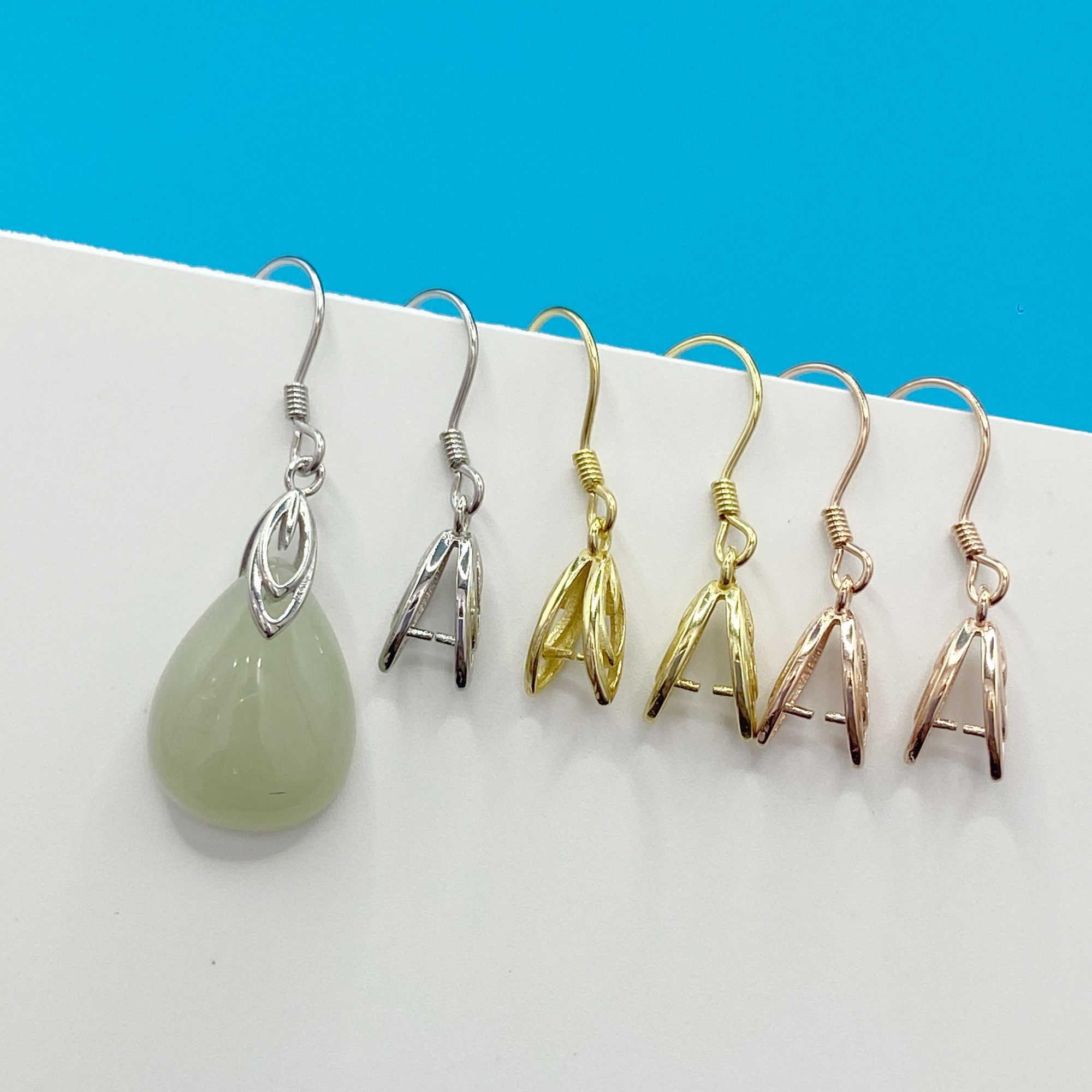 925银耳坠耳扣diy配件纯银耳钩耳坠夹扣简约耳环扣耳饰耳坠对夹扣