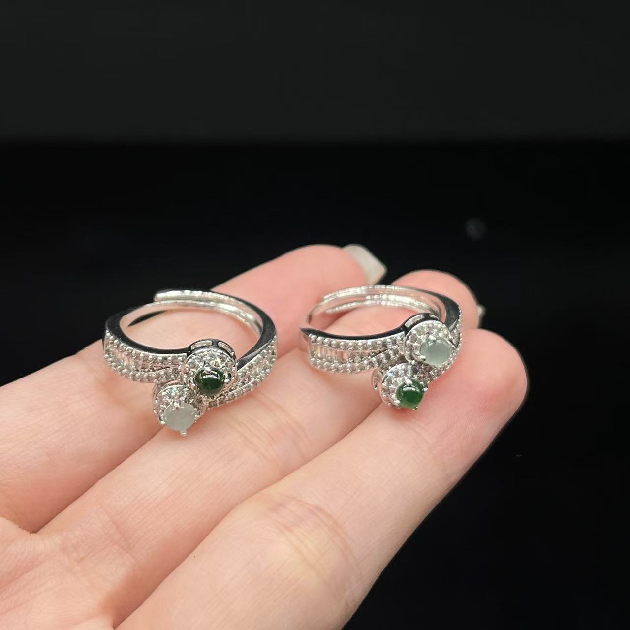 合金翡翠双色戒指-约3mm-多样性发货-M源-Y1520