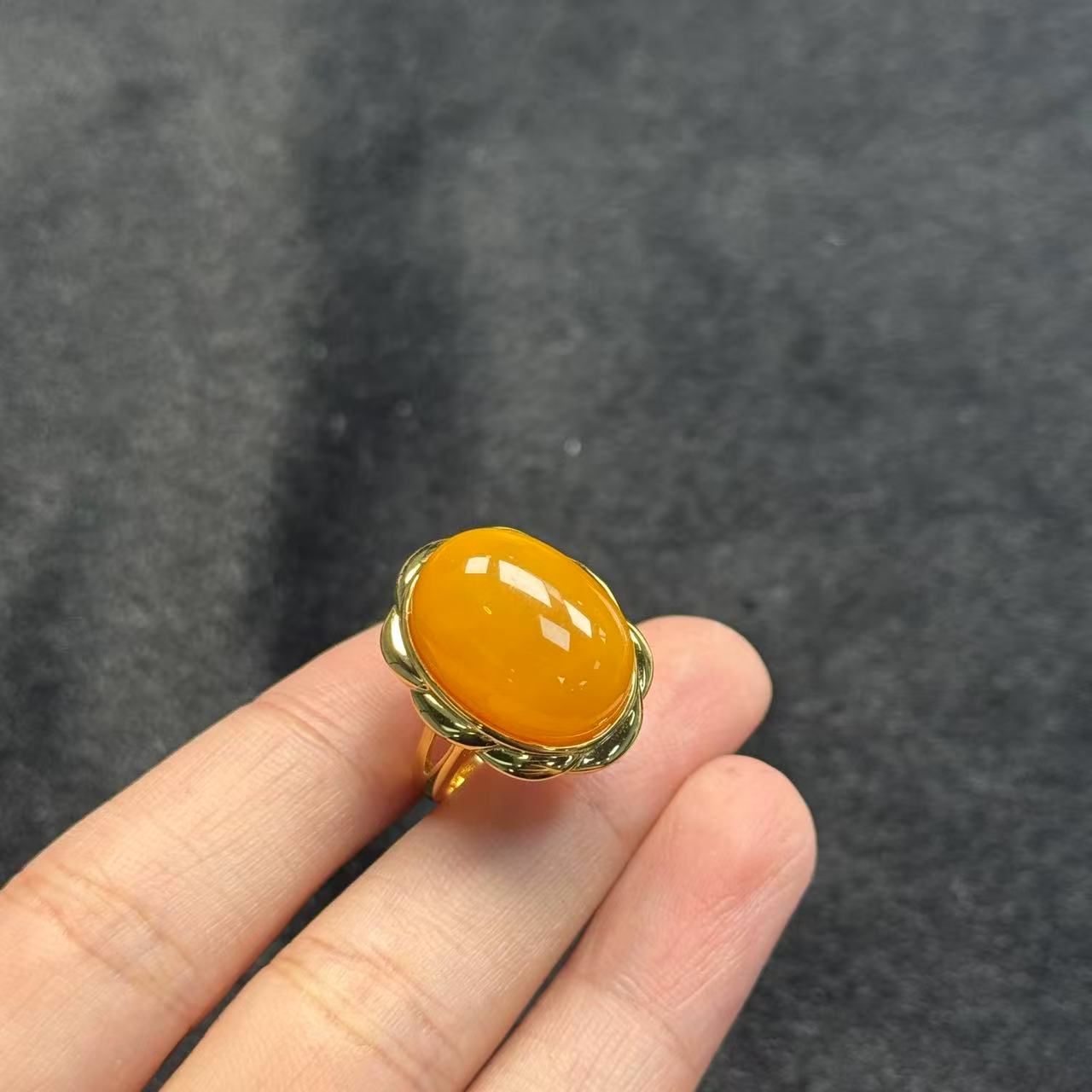s925银蜜蜡戒指-约22*18*12mm-多样性发货-L宝 B524