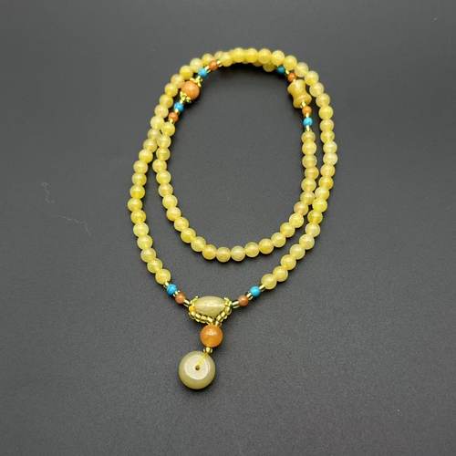 石英质玉黄龙玉三圈手串-约6mm-多样性发货-J广-Y2346