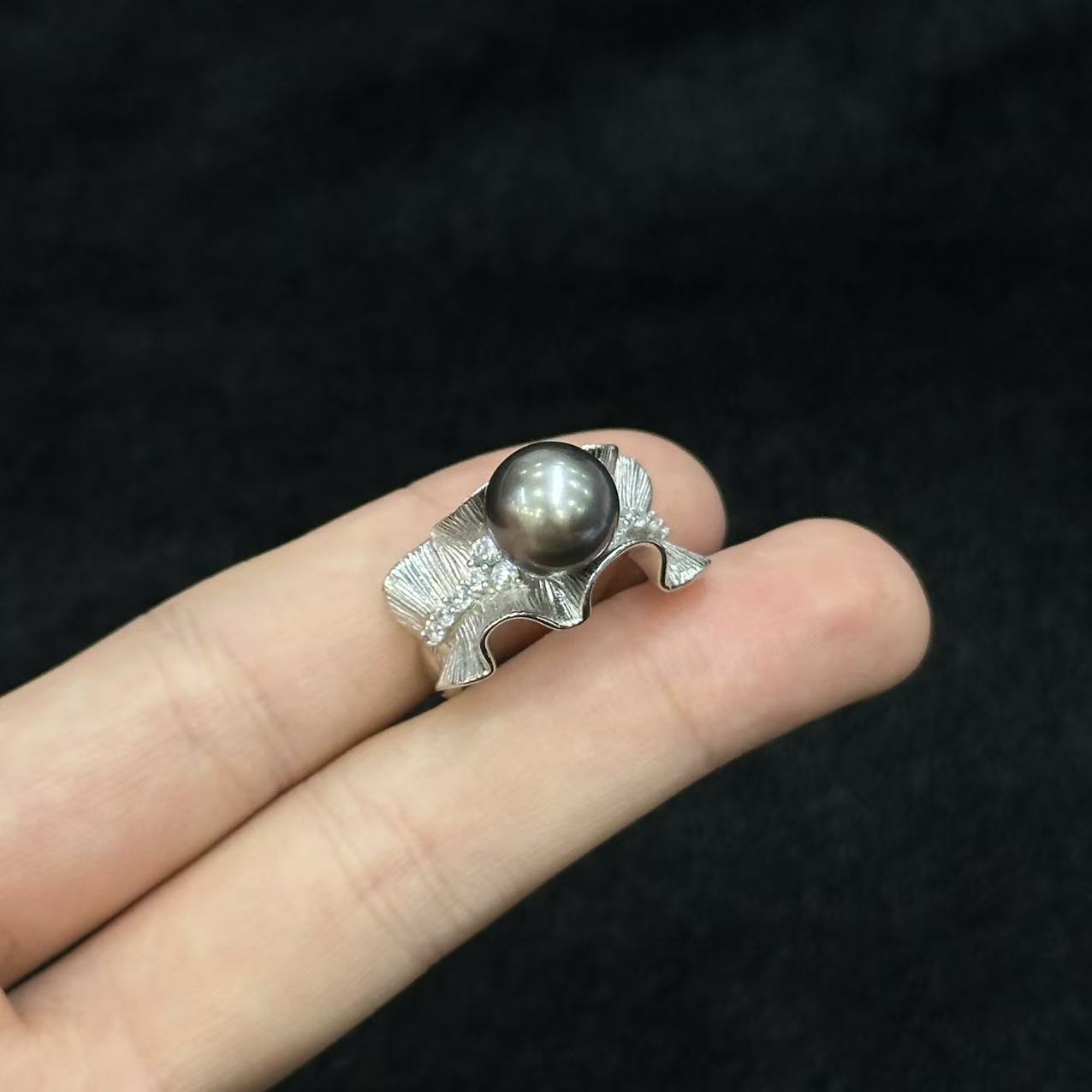 925银海水珍珠大溪地珍珠戒指-约9mm-多样性发货-ZG珍-Y5175