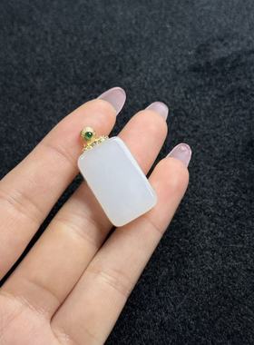 18K和田玉无事牌吊坠-约32*16*5mm-多样性发货- YSP金- A5360