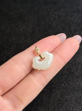 S925和田玉如意锁吊坠-约20×19×5mm-多样性发货-YSP金-A5538