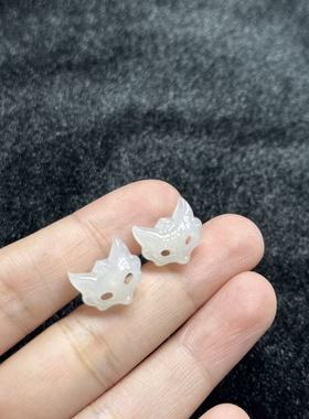 s925银和田玉耳钉-约12*14*4mm-多样性发货-YSP金，B1268