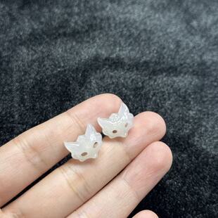 s925银和田玉耳钉-约12*14*4mm-多样性发货-YSP金,B1268