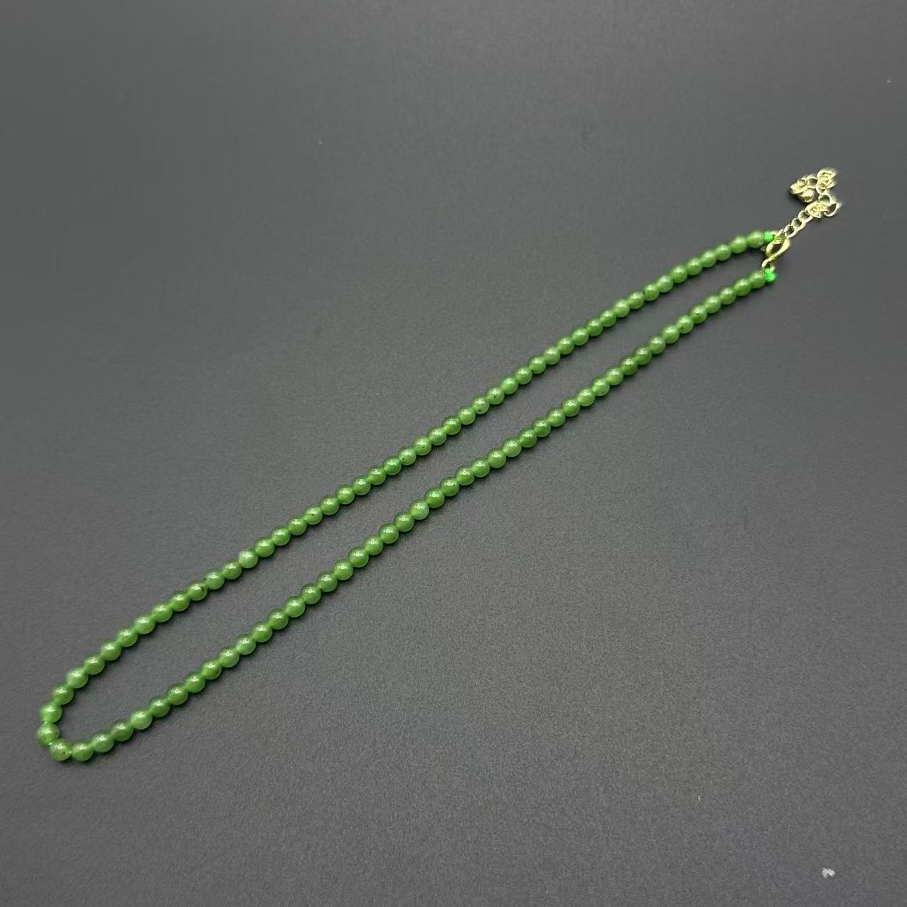 和田玉碧玉项链-约4mm-多样性发货-FZ红