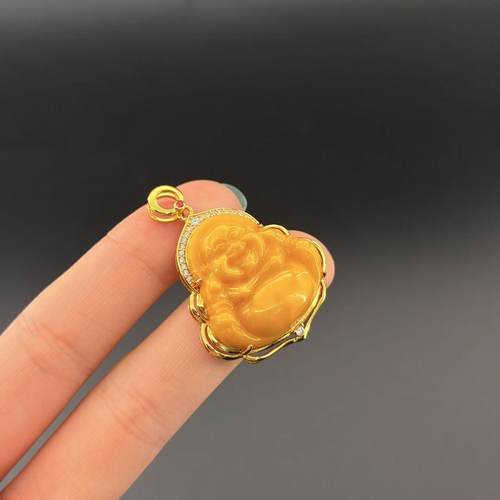 s925银蜜蜡佛公吊坠-约29*30*9mm-多样性发货-YC千-A2413