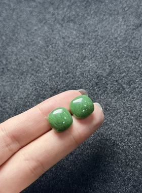 S925和田玉耳钉-约12×12×5mm-多样性发货-F利-A5175