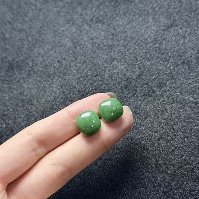 S925和田玉耳钉-约12×12×5mm-多样性发货-F利-A5175