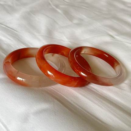 南红（玛瑙）手镯（正圈圆条随机）-圈口50-63-多样性发JY李