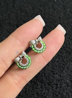 S925翡翠耳钉，多样性发货-L银，B8368