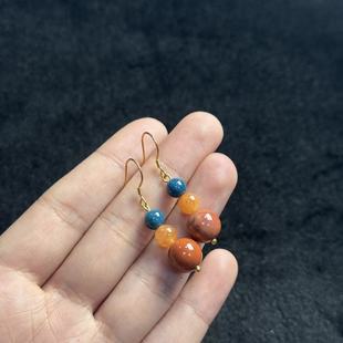 T福 硅化玉s925银珊瑚玉耳钩 多样性发货 27mm A4408 约10